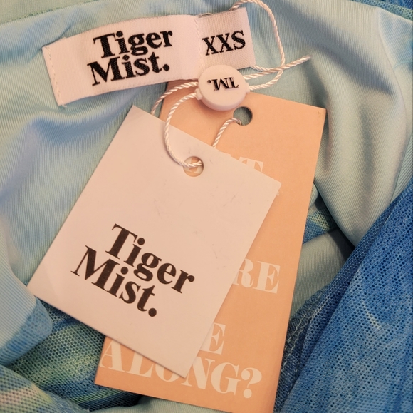 Tiger Mist Stas two-piece dress w shrug in swirls of turquoise, XXS - Picture 9 of 16